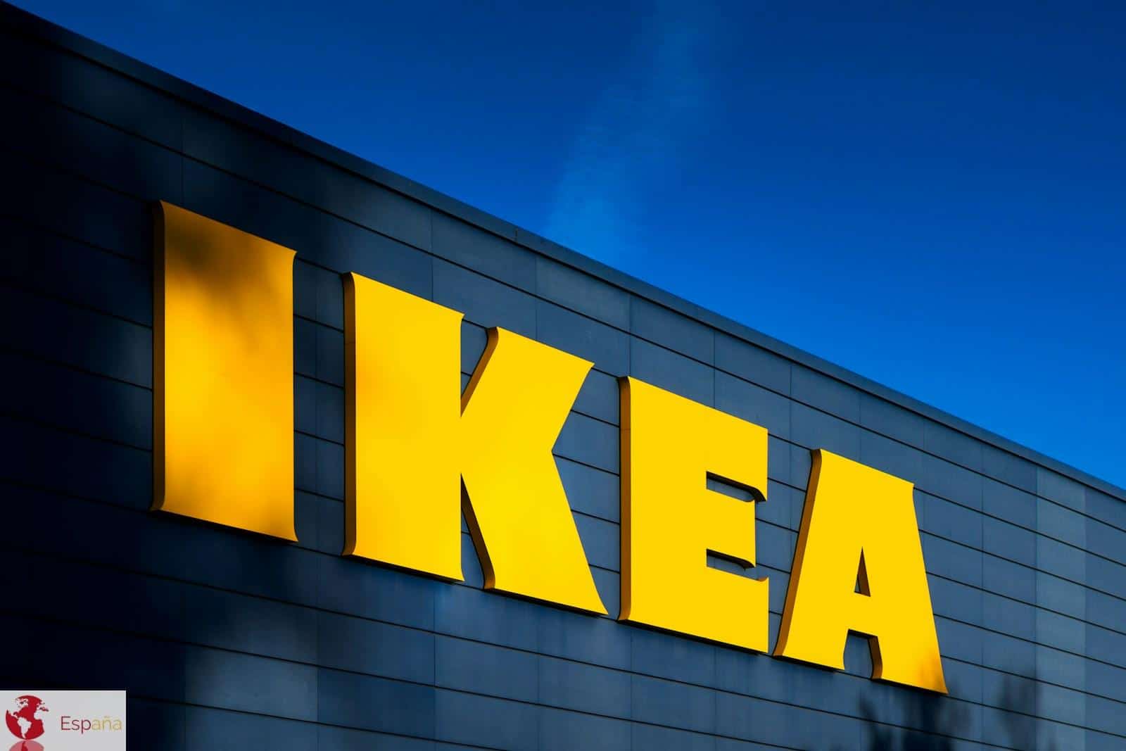 a yellow ikea sign on the side of a building