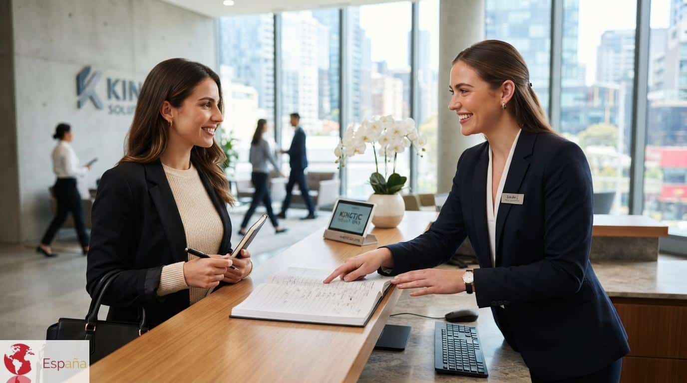 Profesional atendiendo a un cliente en un negocio